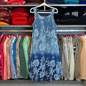 Fisoul blue floral ombré sleeveless lined midi dress size S